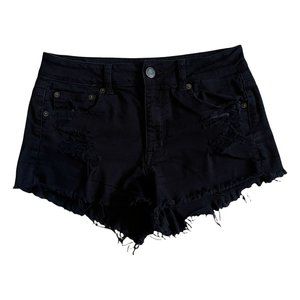 American Eagle Outfitters AEO Distressed Hi-Rise High Black Festival Shorts 8